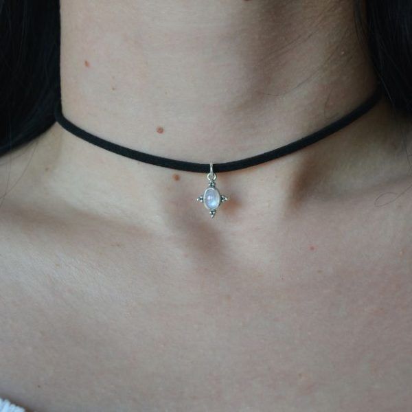 Choker with pendant made of Silver 925 and MoonstoneOlympia choker Moonstone-mk-jewels