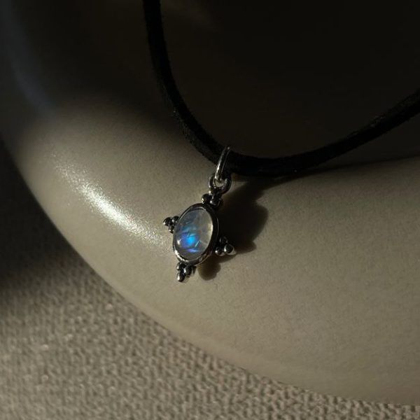 Choker with pendant made of Silver 925 and MoonstoneOlympia choker Moonstone-mk-jewels