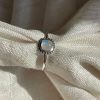 Ring of Silver 925 with Square semi-precious stone Moonstone-Wendy moonstone-mkjewels