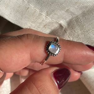 Ring of Silver 925 with Square semi-precious stone Moonstone-Wendy moonstone-mkjewels