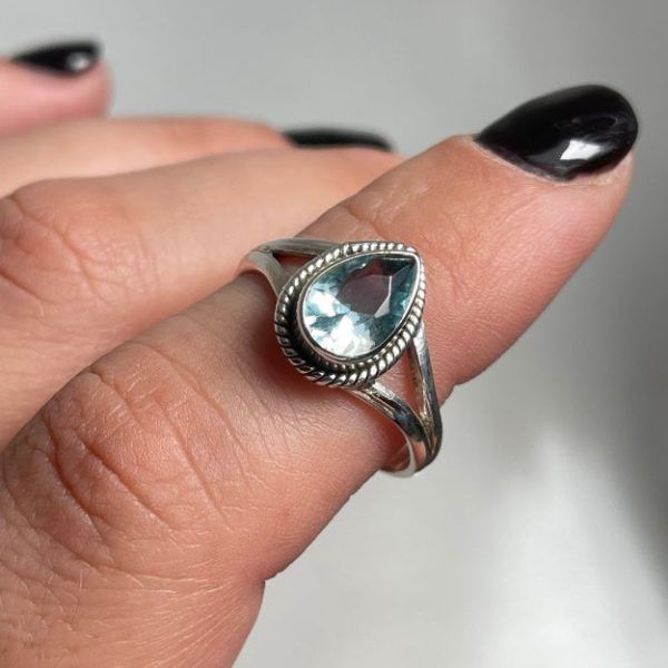 Ring of Silver 925 with semi-precious stone Aquamarine-Kaia Aquamarine-mkjewels