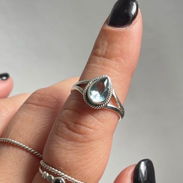 Ring of Silver 925 with semi-precious stone Aquamarine-Kaia Aquamarine-mkjewels