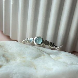 Ring of Silver 925 with semi-precious stone green chalcedony-Sailor green chalcedony-mkjewels