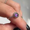 Ring of silver 925 with a square amethyst stoneWendy Amethyst-mkjewels