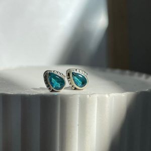 Σκουλαρίκια από Ασήμι 925 με μπλε Τοπάζι-Esme Blue Topaz-mkjewels