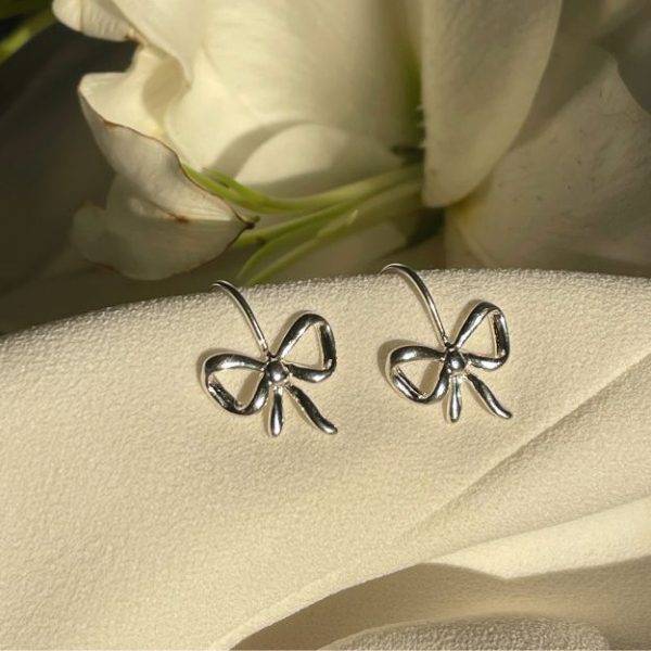 Silver earrings with bow-Bowtie-mkjewels