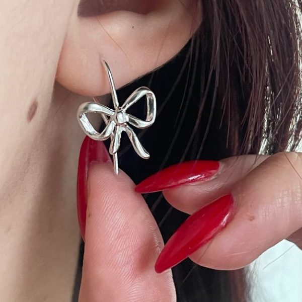 Silver earrings with bow-Bowtie-mkjewels