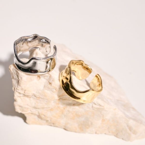 Steel gold plated forged ring Suzan Gold mkjewels1