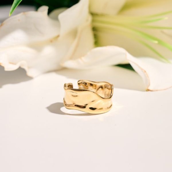 Steel gold plated forged ring-Suzan Gold-mkjewels