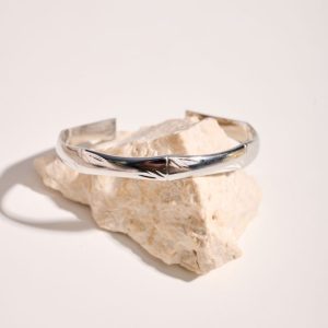 Steel bracelet with embossed designs- Bianca Silver- mk jewels