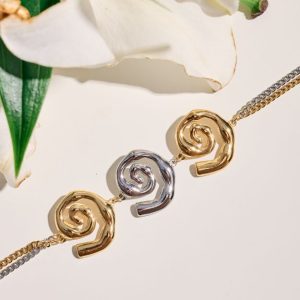 Steel bicolour bracelet with spirals-Sonia Silver&Gold-mk-jewels