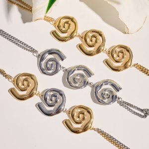 Steel bicolour bracelet with spirals-Sonia Silver&Gold-mk-jewels