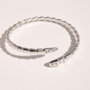 Steel snake bracelet with cubic zirconia-Sahara Silver-mkjewels