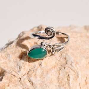 Ring of Silver 925 with Green Onyx-Emelia Green Onyx-mkjewels