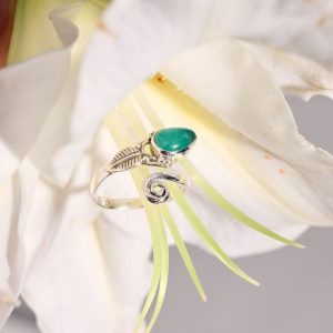 Ring of Silver 925 with Green Onyx-Emelia Green Onyx-mkjewels