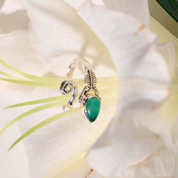 Δαχτυλίδι από Ασήμι 925 με Πράσινο Όνυχα-Emelia Green Onyx-mkjewels