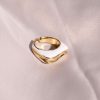 Gold plated steel ring with white enamel- Joan white- mk jewels