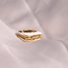 Gold plated steel ring with white enamel- Joan white- mk jewels