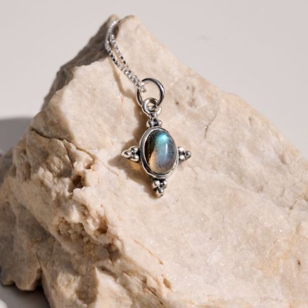 Sterling silver necklace with Labradorite-Olympia Labradorite-mk-jewels