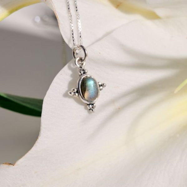 Sterling silver necklace with Labradorite-Olympia Labradorite-mk-jewels