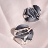 Steel Stud Earrings with Crinkle Effect-Doris Silver-mk-jewels