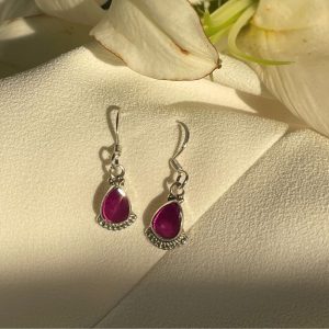 Pendant earrings made of Silver 925 with Ruby-Dion Ruby-mkjewels