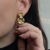 Gold plated steel earrings in flower shape-Hilda-mk-jewels