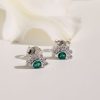 Earrings of silver 925 with green and white cubic zirconia in the shape of the Sun-Eloise-mk-jewels