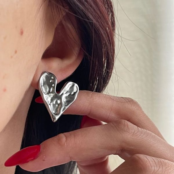 Steel earrings heart- Bette- mk jewels