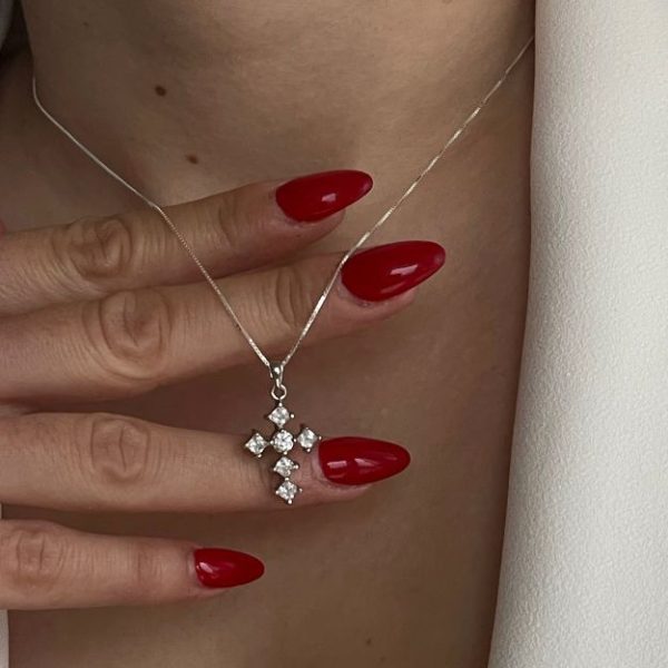  Σταυρός από Ασήμι 925 με Λευκά Ζιργκόν-Darcie Cross-mkjewels